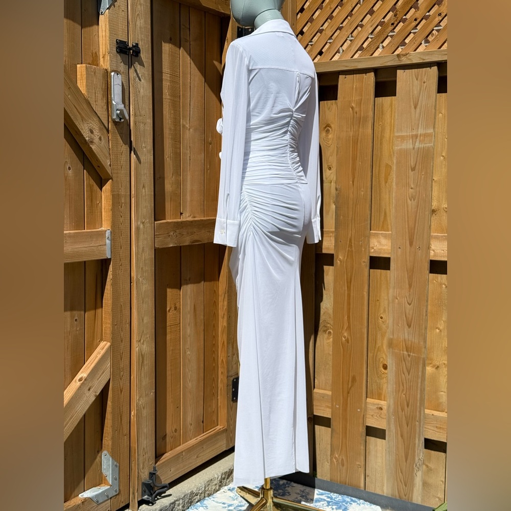 🆕 CHRISTOPHER ESBER 🧿 NWOT Venus Plunge Shirt Maxi Dress, White - Sz AU10 US 6 - Picture 10 of 17